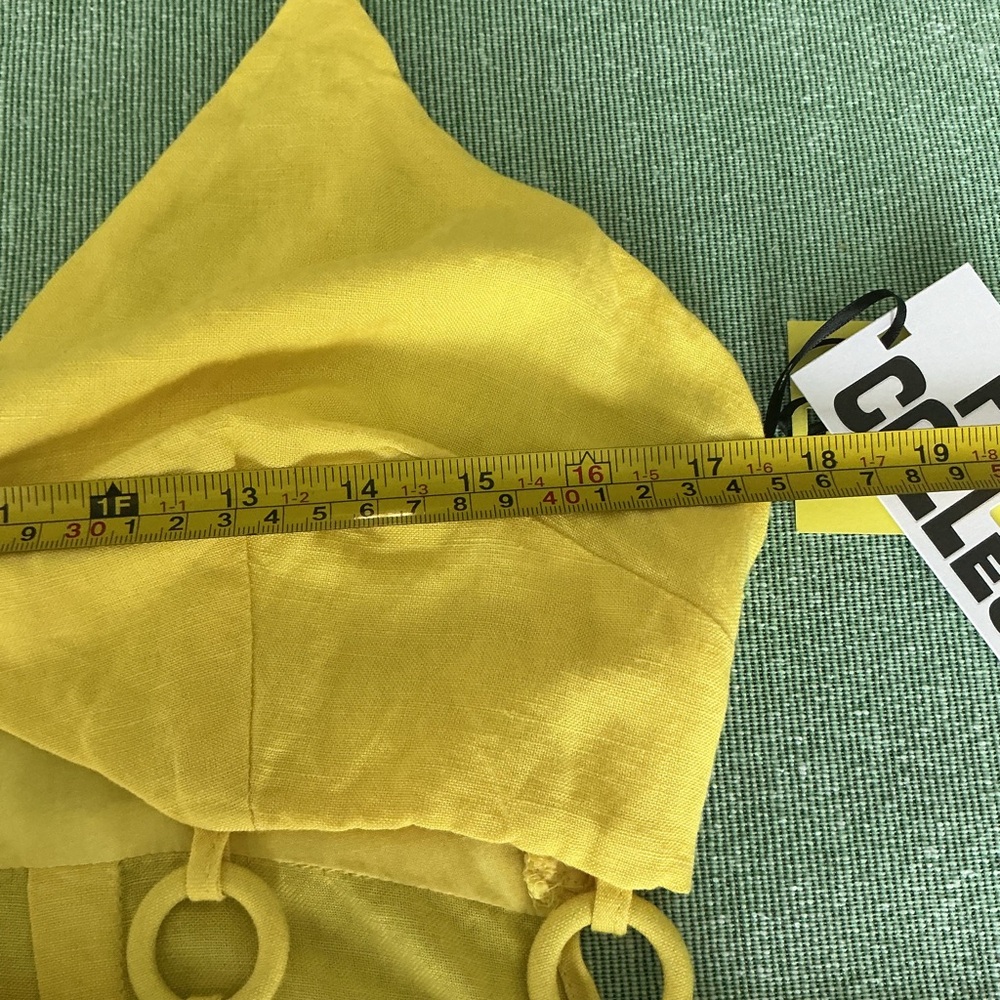 Women's Yellow Cutout Midi Dress - Spaghetti Strap Summer Dress Size 10 - Picture 6 of 9